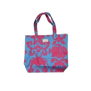 Lilly Pulitzer for Estee Lauder Tote Beach Bag Pink Blue Crabs Shells Canvas